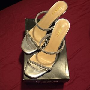 SILVER BEBE HEELS